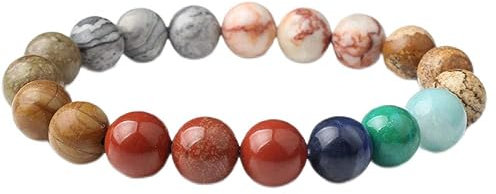 Acht Planeten Sonnensystem, Galaxie-Armbänder, Glücksbringer, Natursteinperlen, Armband für Damen und Herren, 7 Chakra-Armbänder, glänzend, 10 mm