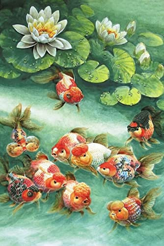 YJPZZG Kreative Puzzles 3000 Stück Karpfen Geeignet FüR Kinder Ab 14 Jahren Und Kinder, Landschaftspuzzle Fertige Größe 122×81cm