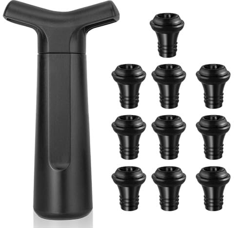 BANJILI -Pompe de sauvetage, comprenant 10 bouchons à vin réutilisables, 1 pompe à vide pour vin, kit de bouchons à vin sous vide (1+10)
