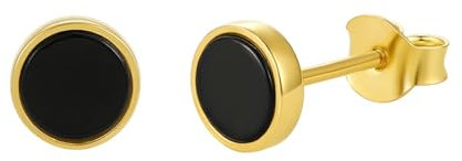 Ohrstecker Silber 925, Damen Ohrstecker Schwarz Gold Ohrringe 925 Silber Achat mit Geschenkbox für Herren Damen Frauen Manner