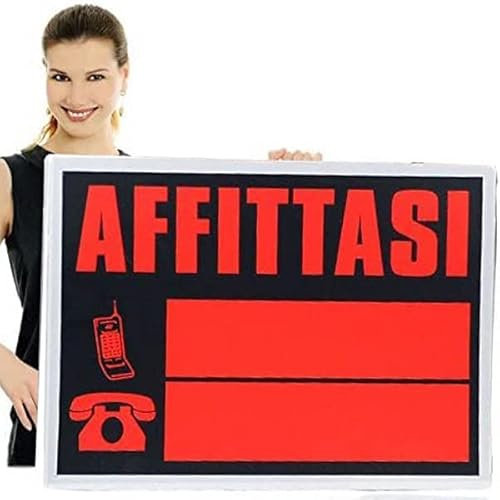 Hongu Cartello affittasi Formato Gigante 70x50 cm Colore Arancione sgargiante in PVC affitto con Doppio recapito telefonico