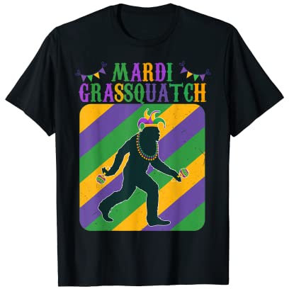 Fun Madi Mardi Gras Bigfoot Sasquatch Mardi Gras Kleidung Herren T-Shirt