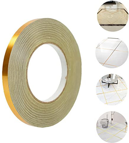 Ruban adhésif en Mylar métallique - 1 cm x 50 m - Ruban adhésif miroir métallisé doré pour décoration murale, chambre, voiture, bateau, travaux manuels et emballage cadeau