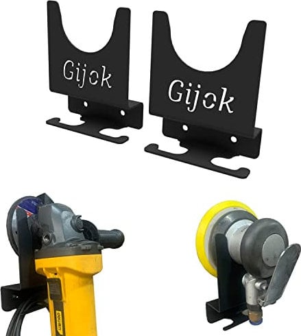 Gijok Angle Grinder Holder Tool Wall Mount Bracket for 5inch Grinder, 2pcs Impact Wrench Wall Holder, Angle Grinder Storage Rack for Angle Grinders, Cutters, Polishers etc