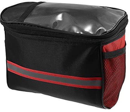 X AUTOHAUX Fahrrad Lenkertasche mit Handyhalter Mesh Seitentasche rot