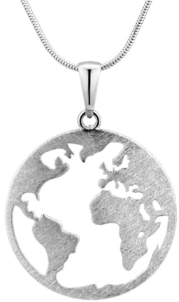 LillyMarie Einzigartige Weltkugel Halskette Mit Verstellbarer Sterling-Silber Schlangenkette