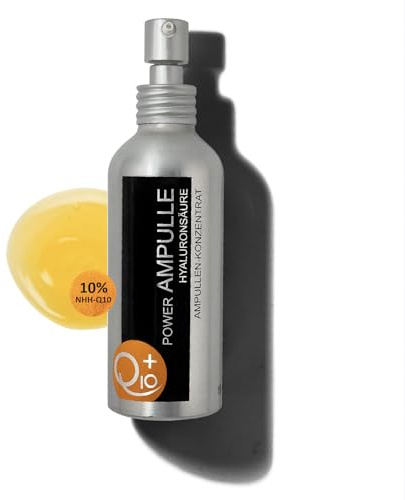 UNIQ10UE Q10 Power Ampulle – Hochdosiertes Anti-Aging Serum mit 2x Hyaluronsäure, Panthenol – Vegan, Bio, Feuchtigkeits-Booster für Gesicht & Dekolleté – Made in Germany, 100 ml