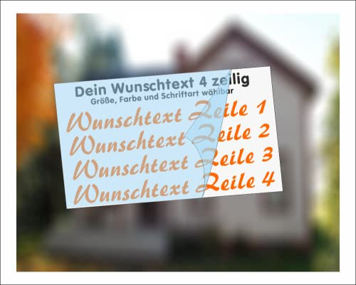 Samunshi® Aufkleber Schriftzug Autoaufkleber Werbung 4 zeilig - Werbeaufkleber Wunschtext - PKW KFZ LKW Schaufenster Öffnungszeiten