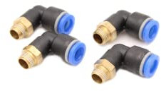 Pneumatic Angle Plug-In Fitting 90° 1/8 Inch to 8 mm Pack of 4 Push In Compressed Air Compressor Quick Connect Hose Fittings Connection Plug (R 1/8 Inch - 8 mm)