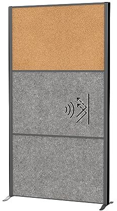 MAUL Trennwand Akustik MAULconnecto 180x100cm | Raumteiler für Büro und Schreibtisch | Freistehender Raumtrenner mit Standfüßen | Ideal als Sichtschutz und Schallschutz |Akustikvlies + Pinnboard Kork
