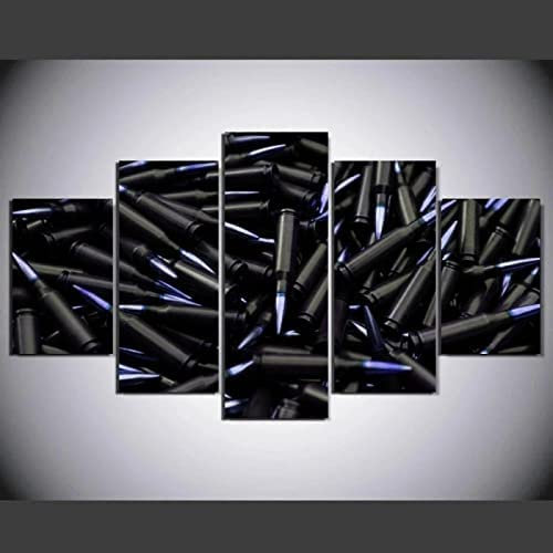 5 Stück Leinwand Wandkunst Schlafzimmer Waffen Und Munition Hd Drucke Modular 5 Bilder Wandkunst Wohnzimmer Home Decoration Poster Moderne Kunstwerke Rahmenlos 100 X 50 Cm