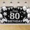 80 Geburtstag Dekoration,BTZO 80 Geburtstag Banner Schwarz Silver,Extra Große 80 Geburtstag Hintergrund Banner,80 Party Geburtstagsdeko Frau Mann