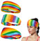 SamHeng 3 Stück Regenbogen Sport Stirnbänder für Männer Frauen, Unisex Bunt Streifen Dehnbar Schweißbänder, Elastisch Non-Slip Yoga Haarband für Radfahren Läuft Fitness Workout Stirnband
