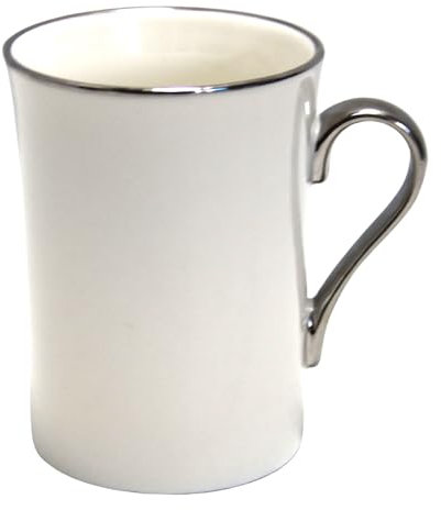 Queen Isabell Tasse à café en porcelaine anglaise fine 250 ml (blanc/argent)
