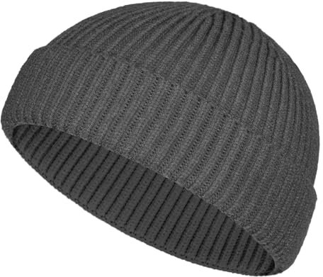 TSKNOMO Woll Fischermütze für den Winter, Trawler-Beanie, Kurze Strickmütze für Männer und Frauen