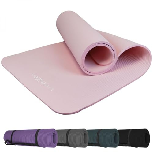 Vivezen - Tapis de yoga, de gym, d'exercices 180 x 60 X 1 cm + sangle de transport - Plusieurs coloris