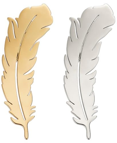 HOBBIESAY 2 Couleurs Élégante Plume Broche Décorative en Acier Inoxydable Mariée Mariage Épinglette Femmes Hommes Plume Costume Broche Broche Robe Badge Corsage Bijoux pour la Décoration de Vêtement