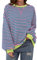 TERIVEEK Women Oversized Striped Color Block Long Sleeve Crew Neck Sweatshirt Casual Loose Pullover Y2K Shirt Top, Pink, S