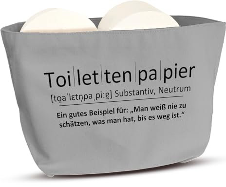 COZYINT Witzige Toilettenpapier Aufbewahrung Grau | Platzsparende Klopapier Aufbewahrung als Geschenk oder Geschenkidee Toilette/Klo | Toilettenpapierhalter Korb (Aufschrift Toilettenpapier)