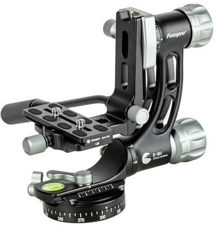 Fotopro E-9H Gimbal Head, Aluminum 30KG/66lbs Load, for Wildlife Astrophotography, Compatible with Camera Camcorder