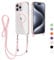 MBSLFY Magnetic Case for iPhone 15 Pro Case Clear, Full Body Bumper Case Compatible with Magnetic, with Neck Cord Lanyard Strap, Slim Shockproof Case for iPhone 15 Pro, Pink