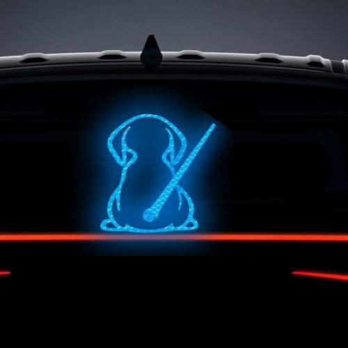 Nouiroy Reflektierender Welpen-Aufkleber für die Heckscheibe, niedlicher Hunde-Auto-Aufkleber, lustiger Hund, beweglicher Schwanz, reflektierend, für Auto-Heckwischer-Aufkleber (blau, ausgehöhlt)