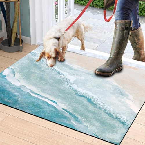 MUGINYU Beach Sea Door Mat Nautical Outdoor Rug Summer Welcome Mat,Coastal Indoor Doormat Front Door Mats, Nautical Decor for Home Outdoor Rug,Rubber Mats for Patio Absorbent Entrance Rugs