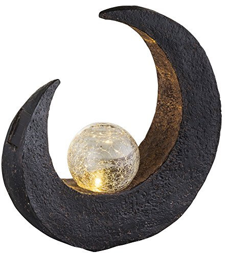 LED Außen Solar Leuchte Feuer-Effekt Crackle-Design Garten Deko Beleuchtung Balkon Strahler Terrassen Lampe, Farbe:braun-schwarz - Mond Solarleuchte