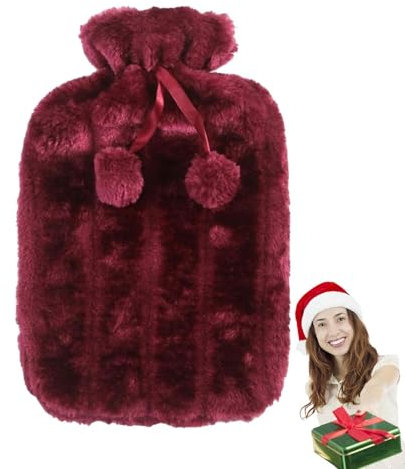 Wärmflaschenbezug – 2 Liter ultraweicher Kunstfell-Wärmflaschenbezug, isoliert, hält konstante Temperatur für Frauen und Kinder (nur Bezugshüllen)