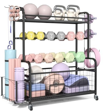 ONETWOFIT Kurzhantelhalter,Hantelständer und Organisator,Kettlebell Gewicht Rack, Home Gym Storage Holder für Yoga-Matte, Yoga-Ball, Schaumstoffrolle Klimmzugstange (Kurzhantelhalter-Schwarz-1)