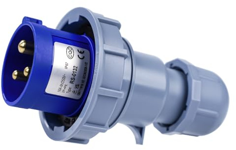 250V 16A 2P + E Industrieadapter, 3-Poliger CEE-Stecker-/Steckdosenadapter Ip67 Wasserdichter Flammgeschützter Technischer Steckdosenkupplungsstecker (Stecker)