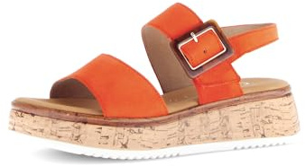 Gabor Damen Riemchensandalen, Frauen Sandalen,Sandaletten,Sommersandalen,bequem,flach,Sommerschuhe,Pumpkin(LDS/S.Kork),38.5 EU / 5.5 UK
