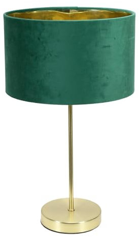 ValueLights | Charlie Gold Stem Table Lamp with Green Velvet & Gold Inner Shade & Warm White Bulb | Table Lamps, Home Décor & Improvement Essential