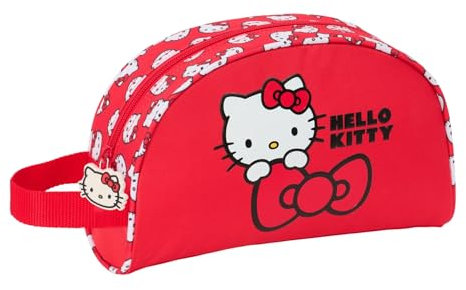 Safta HELLO KITTY ICONIC – Beauty case grande bambino, borsa per bambini, adattabile al carrello, ideale per bambini dai 5 ai 14 anni, comodo e versatile, qualità e resistenza, 26 x 16 x 9 cm, rosso /