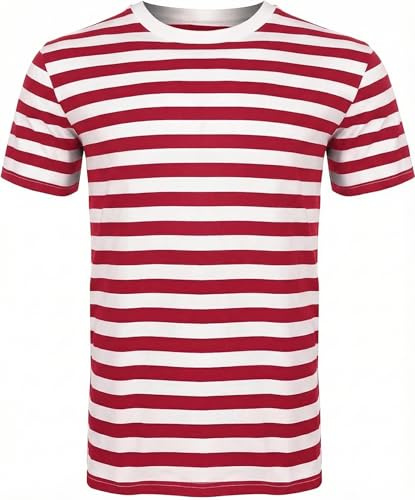 Women Men Striped T Shirt Crew Neck Tee Casual Summer Wear Sizes S-XXL