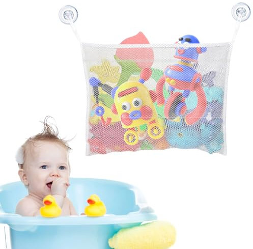 Baby Bath Toy Organizer Mesh Bag Bath Toys Net Bathroom Toy Storage Mesh Bag with Suction Cups Organiser Foldable Bathtoy Storage Net for Organize Toys,Bathroom Supplies (1)