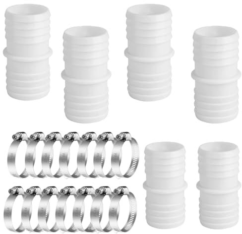 18 Stück Schlauchverbinder 32mm schlauchverbinder 1/2 zoll weiß silber Robuste Kunststoff Adapter für Sandfilterpumpen, Poolsauger Tauchpumpen Verbinder für Pool Garten Schlauchanschlüsse