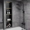 Nicchia Doccia in Acciaio Inox Nero Opaco con Luce a LED, Nessuna piastrella necessaria, nicchia da Incasso per Installazione su Montaggio Bagno