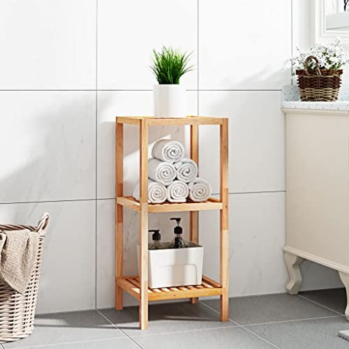 ULUYYUC Badregal aus Massivholz Nussbaum 36x36x79 cm mit 3 Ablagen Latten-Design Stauraumoptimierung für Badezimmer Balkon Waschküche