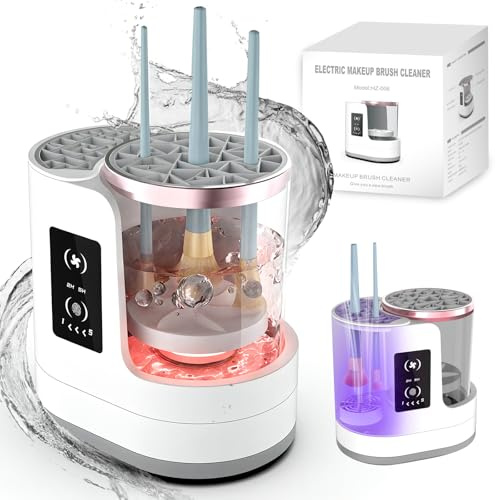 Machine de nettoyage et séchoir pour pinceaux de maquillage 3 en 1, lave-brosse électrique automatique avec support, contrôle tactile USB-C, nettoyage à un bouton, nettoyeur de brosse cosmétique
