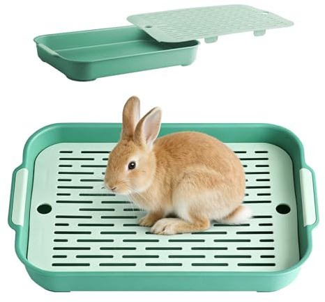 MFUSUL Kaninchen Toilette, 27 x 18.5 x 4 cm Hasentoilette Klein,Hasentoilette für Töpfchentrainer, Hamstertoilette, Haustier Töpfchen, Kaninchentoilette, Kleintiertoilette (Grüne Klein)
