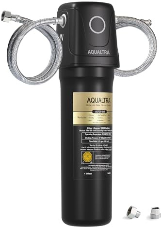AQUALTRA USF01-BK Kalkfilter Untertisch-Wasserfilter, 45400L, NSF/ANSI/CAN 372 zertifiziert, reduziert PFOA, PFOS, Chlor, Blei, Quecksilber, Chloramin, Fluorid, Mikroplastik, Geschmack & Geruch