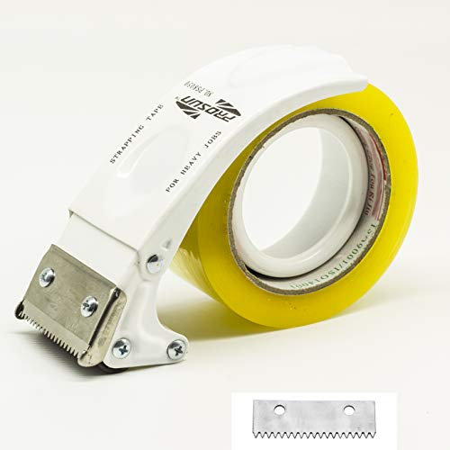 PROSUN Pistola dispenser per nastro adesivo con lama extra, facile da montare, pistola per nastro da 50 mm, sigillatrice per cartone con impugnatura a pistola (bianco)