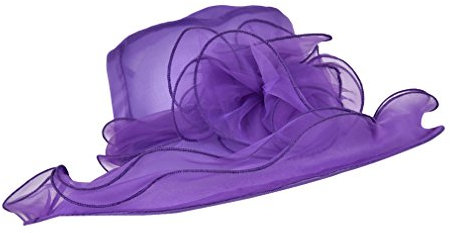 LUCK Adulte Femme Fille Capeline Chapeau Bibi Anti-Soleil Mariage Elégant (Violet)