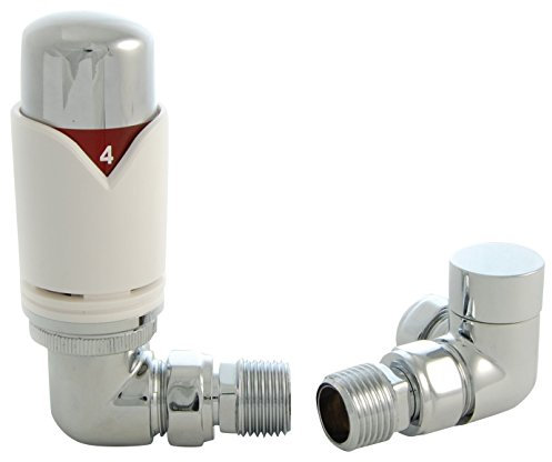 SMR Bathrooms REALM-2-CR-W Realm Modern White Thermostatic Radiator Valve (Corner TRV)