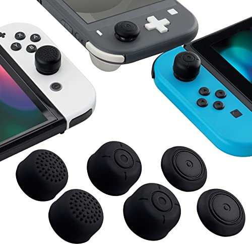 eXtremeRate 3 Pares Funda Joystick de Silicona Cubre-Sticks Antideslizante Tapa de Pulgar Longitud extendida Thumbsticks Cap para el Mando Joy-con Compatible con Nintendo Switch Negro