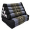 Thaikissen Kapok Bodenkissen Dreieckskissen Nackenkissen Liegematte Sitzkissen Lounge ***blau-grau schwarz mit Elefanten***(Kissen 2 Auflagen (81302))