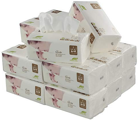 Ikando 4-Lagige Weiche Taschentücherboxen Taschentücher Papier Box, 100 Blatt pro Packung, 16 Packung