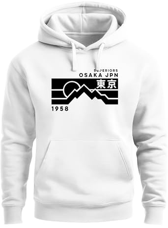 Neverless® Hoodie Herren Aufdruck Osaka JPN japanische Schriftzeichen Fashion Print Kapuzen-Pullover Männer