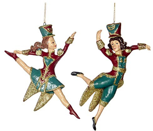 Goodwill: Gifts of Christmas Nutcracker Ballet Couple Resin 15 Centimeter Set of 2 (Burgundy & Green)